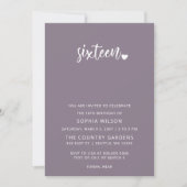 Paarse Simple Script Sweet 16 Birthday Foto Kaart (Voorkant)