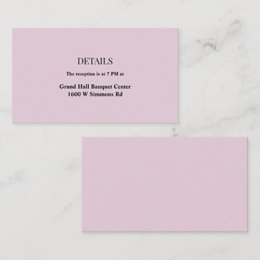 Paarse Simple Weddenschapskaart Informatiekaartje (Voorkant / Achterkant)
