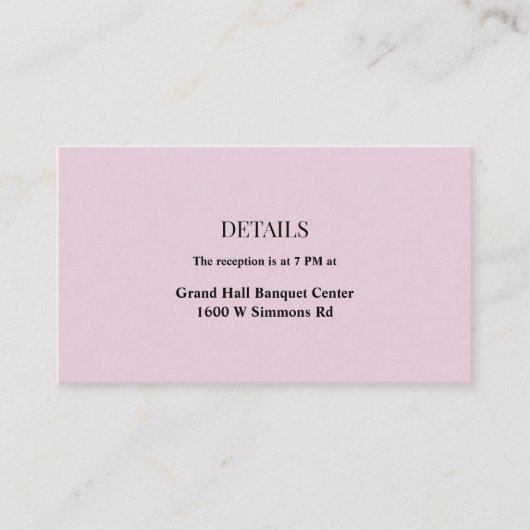 Paarse Simple Weddenschapskaart Informatiekaartje (Voorkant)