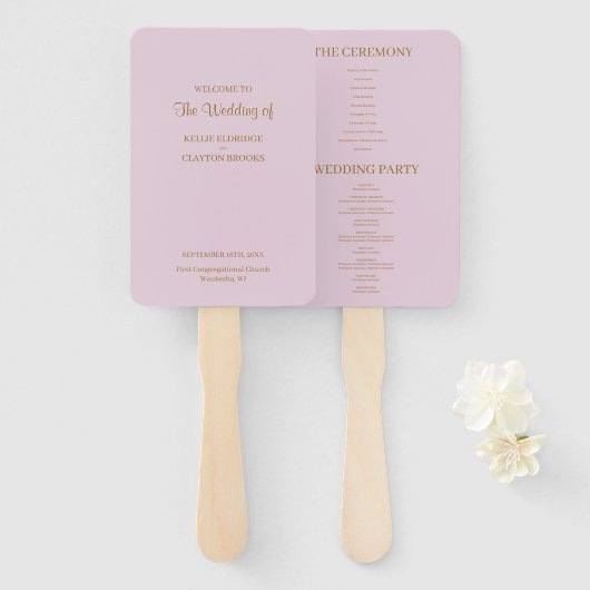 Paarse Simple Wedding Program Handje Fan Handwaaier (Voorkant en achterkant)