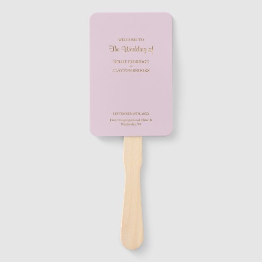 Paarse Simple Wedding Program Handje Fan Handwaaier (Voorkant)