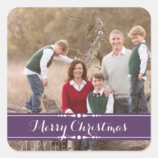 Paarse simply Chic Holiday Foto Stickers (Voorkant)