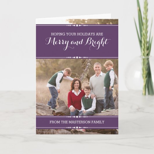 Paarse simply Chic Holiday-fotokaart Feestdagen Kaart (Voorkant)