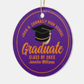 Paarse Sinaasappel Afstuderen Custom 2024 Afstuder Keramisch Ornament (Links)