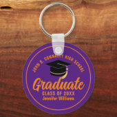 Paarse Sinaasappel Afstuderen Custom 2024 Afstuder Sleutelhanger (Voorkant)