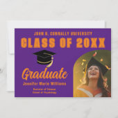 Paarse Sinaasappel Afstuderen Foto 2024 Afstuderen Aankondiging (Voorkant)