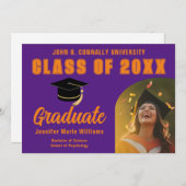 Paarse Sinaasappel Afstuderen Foto 2024 Afstuderen Aankondiging (Voorkant / Achterkant)