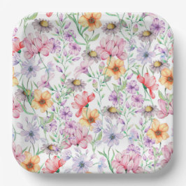 Paarse Sinaasappel Bloemen Papieren Borden, Botani Bordje