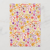 Paarse Sinaasappel Boho Wilde Bloem Blad Bruiloft Menu (Achterkant)