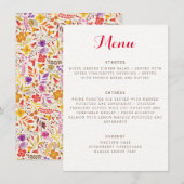 Paarse Sinaasappel Boho Wilde Bloem Blad Bruiloft Menu (Voorkant / Achterkant)