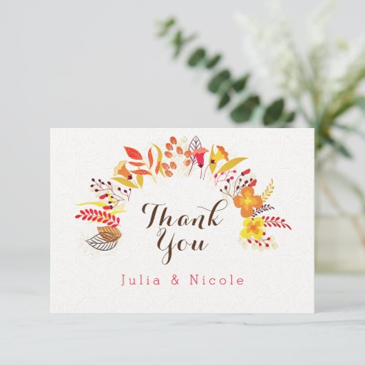 Paarse Sinaasappel Boho Wildflower Bladgroen Bruil (Staand voorkant)