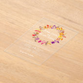 Paarse Sinaasappel Boho Wildflower Bladgroen Bruil Acryl Uitnodigingen (Laagn)