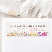 Paarse Sinaasappel Boho Wildflower Bladgroen Bruil Etiket (Insitu)