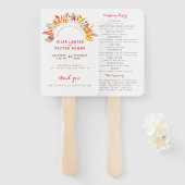 Paarse Sinaasappel Boho Wildflower Bladgroen Bruil Handwaaier (Voorkant en achterkant)