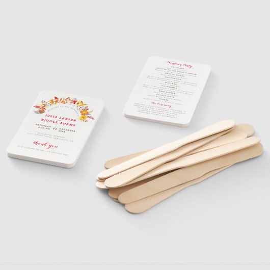 Paarse Sinaasappel Boho Wildflower Bladgroen Bruil Handwaaier (Niet-gemonteerd)