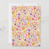 Paarse Sinaasappel Boho Wildflower Bladgroen Bruil Kaart (Achterkant)