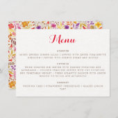 Paarse Sinaasappel Boho Wildflower Bladgroen Bruil Menu (Voorkant / Achterkant)