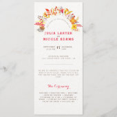 Paarse Sinaasappel Boho Wildflower Bladgroen Bruil Programmakaart (Voorkant)