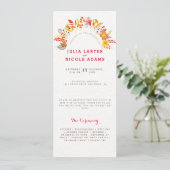 Paarse Sinaasappel Boho Wildflower Bladgroen Bruil Programmakaart (Staand voorkant)