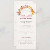 Paarse Sinaasappel Boho Wildflower Bladgroen Bruil Programmakaart (Voorkant / Achterkant)