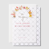 Paarse Sinaasappel Boho Wildflower Bladgroen Bruil Vellum Uitnodigingen (Offset (Uitnodiging))