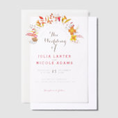 Paarse Sinaasappel Boho Wildflower Bladgroen Bruil Vellum Uitnodigingen (Offset)