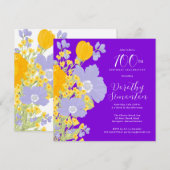 Paarse Sinaasappel Gele Wildbloemen 100e Verjaarda Kaart (Voorkant / Achterkant)