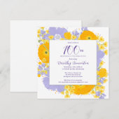 Paarse Sinaasappel Gele Wildbloemen 100e Verjaarda Kaart (Voorkant / Achterkant)