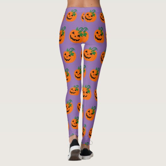 Paarse Sinaasappel gepersonaliseerde Happy Jack O  Leggings (Achterkant)
