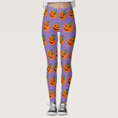 Paarse Sinaasappel gepersonaliseerde Happy Jack O  Leggings (Voorkant)