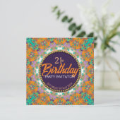Paarse Sinaasappel Mint Kleurrijke 21e Verjaardags Kaart (Staand voorkant)