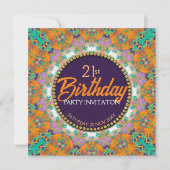 Paarse Sinaasappel Mint Kleurrijke 21e Verjaardags Kaart (Voorkant)
