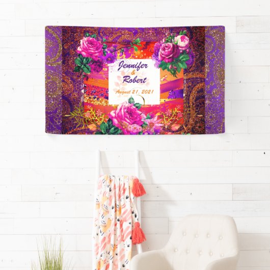 Paarse Sinaasappel Paisley Floral Spandoek