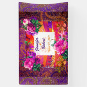 Paarse Sinaasappel Paisley Floral Spandoek (Verticaal)