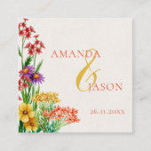 Paarse Sinaasappel Wildflower Bloemen Bruiloft Det Informatiekaartje (Voorkant)