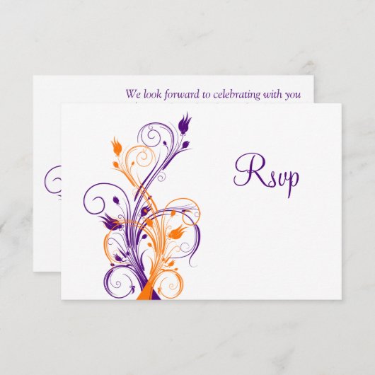 Paarse Sinaasappel wit bloemenbruiloft antwoord Ka (Voorkant / Achterkant)