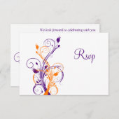 Paarse Sinaasappel wit bloemenbruiloft antwoord Ka (Voorkant / Achterkant)