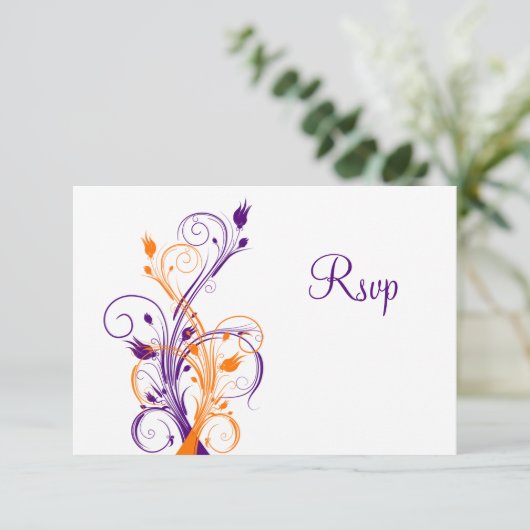 Paarse Sinaasappel wit bloemenbruiloft antwoord Ka (Staand voorkant)