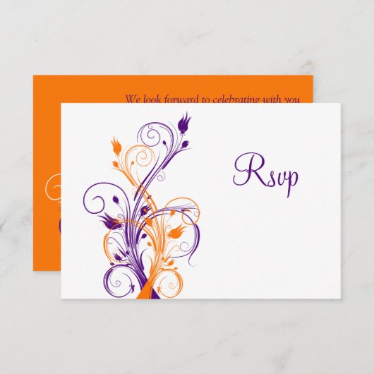 Paarse Sinaasappel wit bloemenbruiloft antwoord Ka (Voorkant / Achterkant)