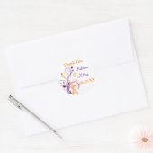 Paarse Sinaasappel Witte Bloemen 1,5" Bruiloft Sti Ronde Sticker (Envelop)