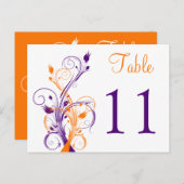 Paarse Sinaasappel Witte Bloemen Tafel Nummer Brie Briefkaart (Voorkant / Achterkant)