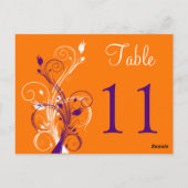 Paarse Sinaasappel Witte Bloemen Tafel Nummer Brie Briefkaart (Achterkant)