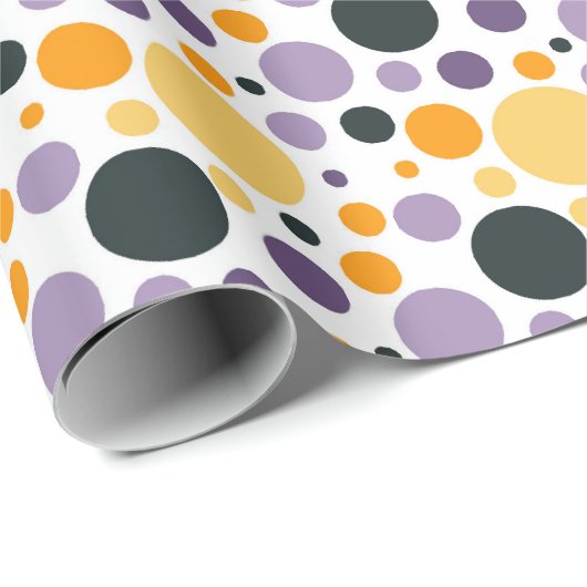 Paarse Sinaasappel Zwart Bold Fun Herfst Verjaarda Cadeaupapier (Rol Hoek)