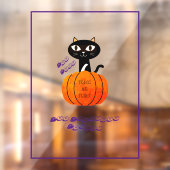 Paarse Sinaasappel Zwarte Kat Pompoen Halloween Fe Raamsticker (Vel 2)