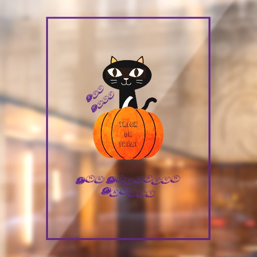 Paarse Sinaasappel Zwarte Kat Pompoen Halloween Fe Raamsticker (Vel 2)