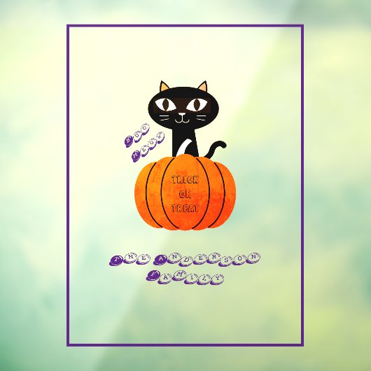 Paarse Sinaasappel Zwarte Kat Pompoen Halloween Fe Raamsticker (Vel 3)