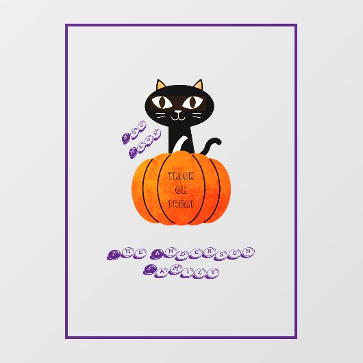 Paarse Sinaasappel Zwarte Kat Pompoen Halloween Fe Raamsticker (Vel)