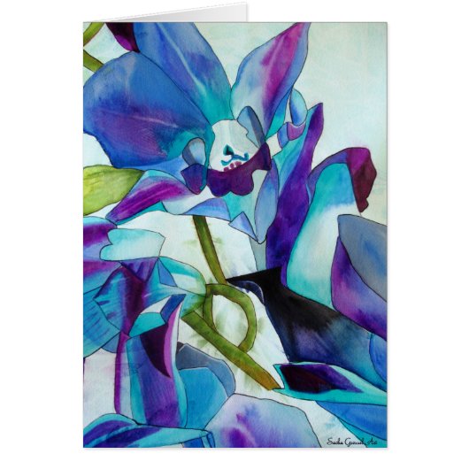 Paarse Singapore Orchid flower waterverf kunst (Voorkant)