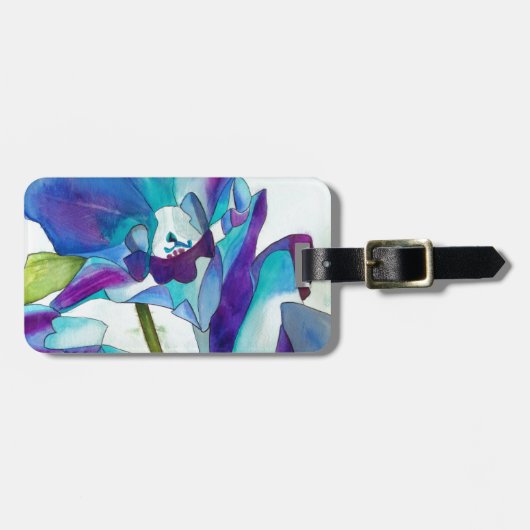 Paarse Singapore Orchid flower waterverf kunst Bagagelabel (Voorkant horizontaal)