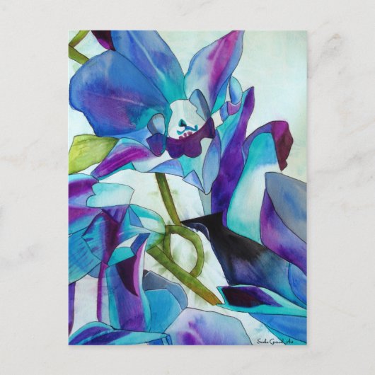 Paarse Singapore Orchid flower waterverf kunst Briefkaart (Voorkant)